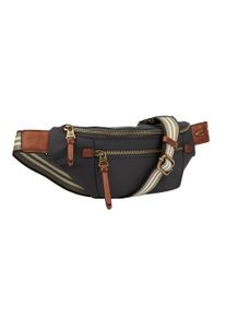 Camel Active Damen Bauchtasche "Bari", schwarz, Nylon, kontrastfarbene Details, Taschen, aus hochwertigem matten Nylon mit gestreiftem Gewebeband