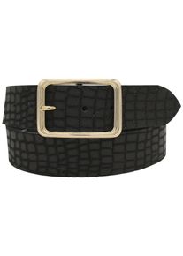 AnnaMatoni Damen Ledergürtel, schwarz, elegant,feminin,klassisch,modisch, Gr. 85, unifarben, Kroko-Optik, Leder, Gürtel