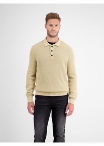 Lerros Herren Strickpullover "Lerros Langarm Strickpolo", beige, Gr. XXL, Baumwolle, Pullover