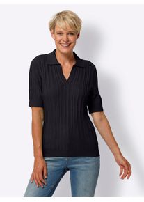 Classic Basics Damen Polokragenpullover "Kurzarm-Pullover", schwarz, Gr. 38, unifarben, 100% Polyacryl, Pullover