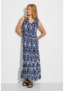 Cecil Damen Sommerkleid, blau, casual, Gr. XL, bedruckt, Stoff, 100% Lenzing EcoVero Viscose, Kleider, mit Volant