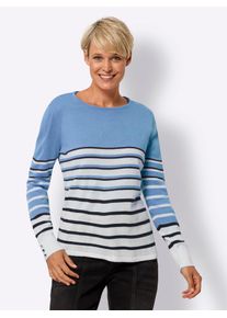Classic Basics Damen Streifenpullover "Langarm-Pullover", blau, Gr. 40, gemustert, gestreift, mehrfarbig, 100% Polyacryl, Pullover