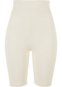 Urban Classics Damen Stoffhose "Urban Classics Damen Ladies High Waist Cycle Shorts", beige, Gr. XS, unifarben, 95% Baumwolle, 5% Elasthan, Hosen