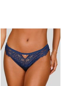 Lascana Damen String "Alana", Gr. 44, blau, Obermaterial: 56% Polyamid, 32% Seide, 12% Elasthan, Unterhosen, aus floraler Spitze und edler Qualität