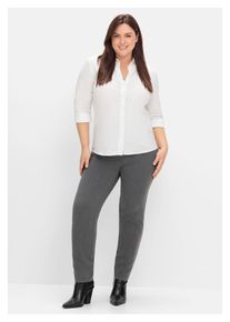 sheego Damen Stretch-Hose "Große Größen", grau, klassisch, Gr. 50, unifarben, Obermaterial: 62% Polyester, 33% Viskose, 5% Elasthan, Hosen, mit