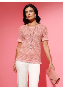 CRÉATION L CREATION L Damen Kurzarmpullover "Pullover", pink, Gr. 40, gemustert, 80% Polyacryl, 20% Baumwolle, Pullover