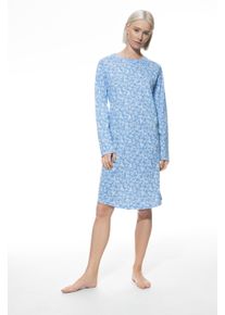 Mey Damen Nachthemd "FLOWER MEADOW", Gr. 40, blau, Interlock, Obermaterial: 100% Baumwolle, casual, Kleider, Floraler Print