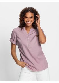 Casual Looks Damen Kurzarmbluse, lila, Gr. 44, unifarben, 100% Baumwolle, Blusen