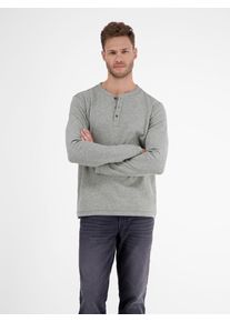 Lerros Herren Langarmshirt "Lerros Serafino in Strukturqualität", grau, Gr. S, 97% Baumwolle, 3% Elasthan, Shirts