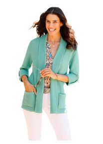 Inspirationen Damen Cardigan, grün, Gr. 48, unifarben, 100% Baumwolle, Strickjacken