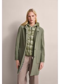 Bugatti Damen Kurzmantel, grün, casual, Gr. 36, unifarben, 100% Wolle, Mäntel, mit Materialmix