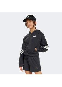 Kinder Kapuzensweatshirt "JG FI 3S FZ", schwarz-weiß, sportlich, Gr. 140, adidas Sportswear, Obermaterial: 75% Baumwolle, 25% Polyester, Sweatshirts