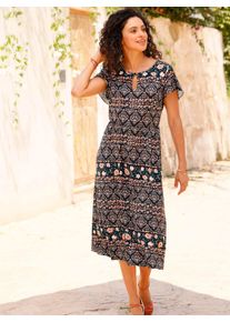Inspirationen Damen Jerseykleid "Jersey-Kleid", orange, Gr. 36, bedruckt, gemustert, geblümt, mehrfarbig, Jersey, Single Jersey, 95% Viskose, 5%