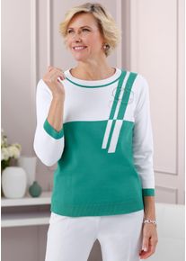 CLASSIC Damen Rundhalspullover "Pullover", grün, Gr. 40, gemustert, mehrfarbig, 100% Baumwolle, Pullover