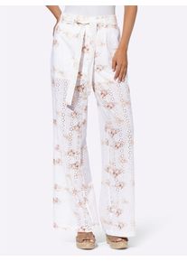 Heine Damen Webhose, gelb, Gr. 42, gemustert, mehrfarbig, geblümt, bedruckt, 100% Baumwolle, Hosen