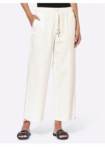 Heine Damen Schlupfhose, beige, Gr. 46, unifarben, 92% Baumwolle, 8% Leinen, Hosen