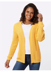 Casual Looks Damen Cardigan, gelb, Gr. 40, unifarben, 50% Baumwolle, 50% Polyacryl, Strickjacken