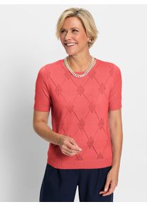 CLASSIC Damen Kurzarmpullover "Pullover", orange, Gr. 40, unifarben, 100% Polyacryl, Pullover