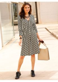 Inspirationen Damen Jerseykleid "Kleid", beige, Gr. 38, gemustert, mehrfarbig, Jersey, Single Jersey, 95% Polyester, 5% Elasthan, Kleider