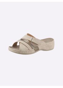 Casual Looks Damen Pantolette, Gr. 38, beige, Lederimitat, sportlich, Schuhe