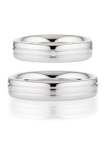 Bruno Banani Trauring "Schmuck Geschenk Ehering Hochzeit Damenring Herrenring", 53, 0,01 ct SI = kleine Einschlüsse mit Brillant, Silber 925