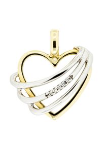 OROLINO Damen Ketten-Anhänger "585 Gold zweifarbig Herz mit 5x Brillant 0,025ct.", ONE-SIZE, 0,025 ct SI = kleine Einschlüsse, Gold, 3 g, gelb, Gold,