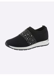 Heine Damen Slipper, Gr. 39, schwarz-weiß, Textil, modisch, Schuhe