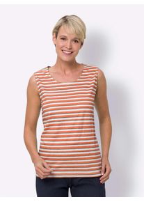 Classic Basics Damen Shirttop, weiß, Gr. 40, gemustert, mehrfarbig, gestreift, 100% Baumwolle, Tops