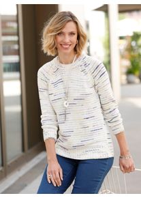 Classic Basics Damen Strickpullover "Pullover", beige, Gr. 44, meliert, gemustert, mehrfarbig, 85% Baumwolle, 15% Polyacryl, Pullover
