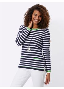 Casual Looks Damen Streifenpullover "Pullover", blau, Gr. 40, gemustert, mehrfarbig, gestreift, 100% Baumwolle, Pullover