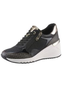 Marco Tozzi Damen Keilsneaker, Gr. 41, schwarz, Lederimitat, Textil, kontrastfarbene Details, sportlich, Schuhe, Freizeitschuh, Halbschuh,