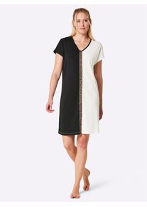 wäschepur WÄSCHEPUR Damen Sleepshirt "Sleepshirt", Gr. 36, schwarz, 50% Baumwolle, 50% Viskose, unifarben, gemustert, bedruckt, Kleider