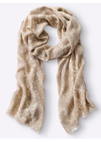 Heine Damen Modetuch, beige, gemustert, Viskose, Modetücher