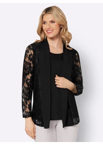 Classic Basics Damen Spitzenbluse, schwarz, Gr. 54, unifarben, 100% Polyester, Spitze:100% Polyamid, Blusen