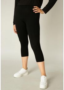 Damen Caprileggings "Audrey", schwarz, Basic, Gr. 50, Base Level Curvy, unifarben, Jersey, Obermaterial: 94% Viskose, 6% Elasthan, Hosen