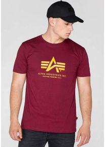 Herren T-Shirt "Basic T-Shirt", rot, modisch, Gr. S, Alpha Industries, bedruckt, Single Jersey, Obermaterial: 100% Baumwolle, Shirts