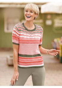 Classic Basics Damen Ajourpullover "Ajour-Pullover", bunt, Gr. 50, gemustert, mehrfarbig, gestreift, 100% Polyacryl, Pullover
