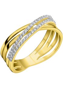 Firetti Damen Goldring "Schmuck Geschenk Gold 375 Fingerring Ring", 52, Gelbgold 375, 4mm, gelb, Gelbgold 375, Fingerringe, mit Zirkonia (synth.)