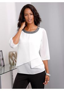 Lady Damen Georgettebluse, beige, Gr. 38, unifarben, 100% Polyester, Blusen
