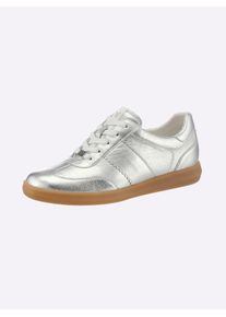 Caprice Damen Sneaker, Gr. 6,5, silber, Glattleder, sportlich, Schuhe