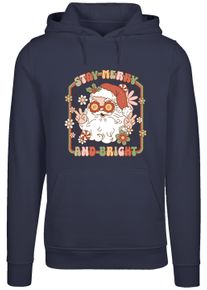 F4NT4STIC Damen Kapuzenpullover "Stay Merry And Bright Hippie Santa", blau, casual, Gr. M, Obermaterial: 65% Baumwolle, 35% Polyester, Pullover,