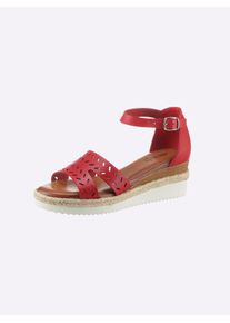 Casual Looks Damen Sandalette, Gr. 36, rot, Glattleder, feminin, Schuhe