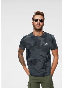 Herren Rundhalsshirt "BASIC T SMALL LOGO", schwarz, modisch, Gr. S, Alpha Industries, bedruckt, Single Jersey, Obermaterial: 100% Baumwolle, Shirts