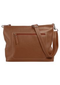 Samantha Look Damen Umhängetasche, braun, Leder, unifarben, leicht glänzend, Taschen, echt Leder, Made in Italy
