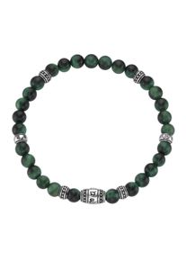 Herren Armband "mit grünem Tigerauge oder Muschelkern-Perlen, Silber 925", 20cm, Silber 925 (Sterlingsilber), grün, Giorgio Martello MILANO, Silber