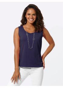 Casual Looks Damen Shirttop, blau, Gr. 38, unifarben, 95% Baumwolle, 5% Elasthan, Tops