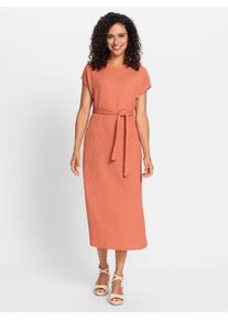 Inspirationen Damen Sommerkleid "Jersey-Kleid", orange, Gr. 40, unifarben, Strick, 99% Polyester, 1% Elasthan, Kleider