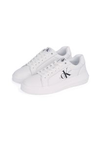 Damen Plateausneaker "CHUNKY CUPSOLE MONO LTH WN", Calvin Klein Jeans, Gr. 36, weiß, Leder, Lederimitat, sportlich, Schuhe, Freizeitschuh, Halbschuh,