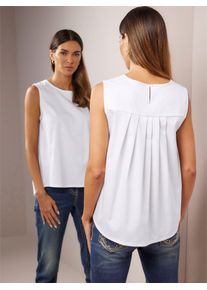 Heine Damen Blusentop, weiß, Gr. 40, unifarben, 97% Baumwolle, 3% Elasthan, Blusen