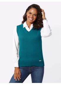 Casual Looks Damen Pullunder "Pullunder", blau, Gr. 38, unifarben, 50% Baumwolle, 50% Polyacryl, Pullover
